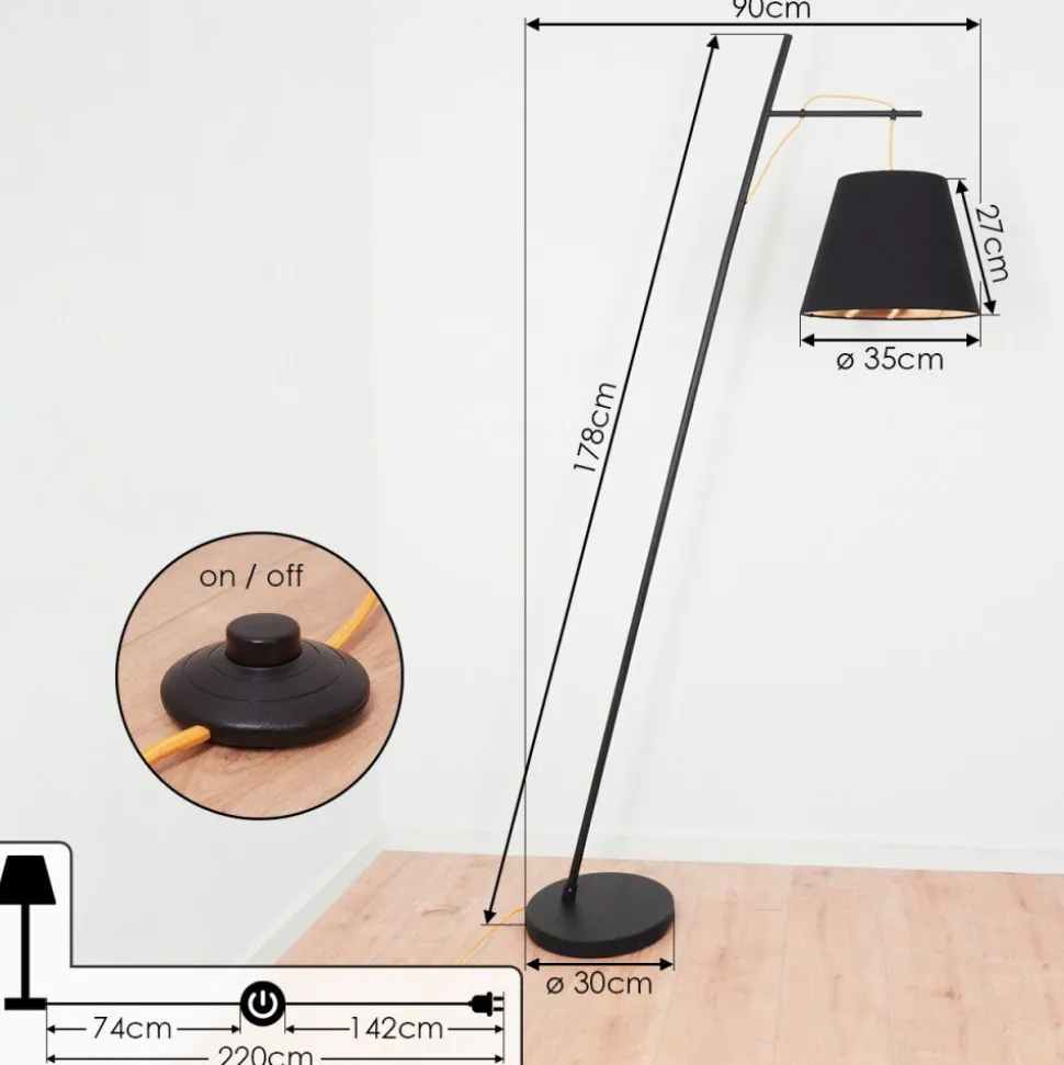 Lampadaire Saillon Noir, 1 Lumiere