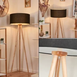 Lampadaire Saladillo Bois Clair, Blanc, 1 Lumiere