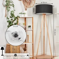 Lampadaire Saladillo Bois Clair, Blanc, 1 Lumiere