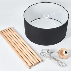 Lampadaire Saladillo Bois Clair, Blanc, 1 Lumiere