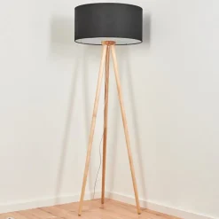 Lampadaire Saladillo Bois Clair, Blanc, 1 Lumiere