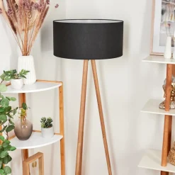 Lampadaire Saladillo Bois Fonce, Blanc, 1 Lumiere