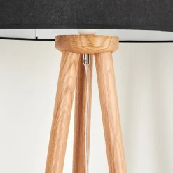 Lampadaire Saladillo Bois Fonce, Blanc, 1 Lumiere