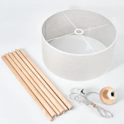 Lampadaire Saladillo Bois Clair, Blanc, 1 Lumiere