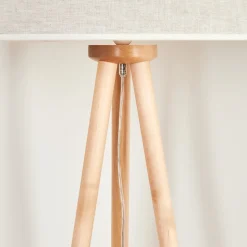Lampadaire Saladillo Bois Clair, Blanc, 1 Lumiere