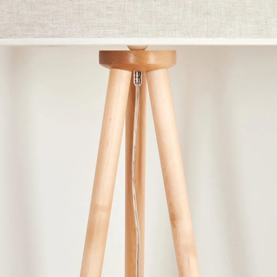 Lampadaire Saladillo Bois Clair, Blanc, 1 Lumiere
