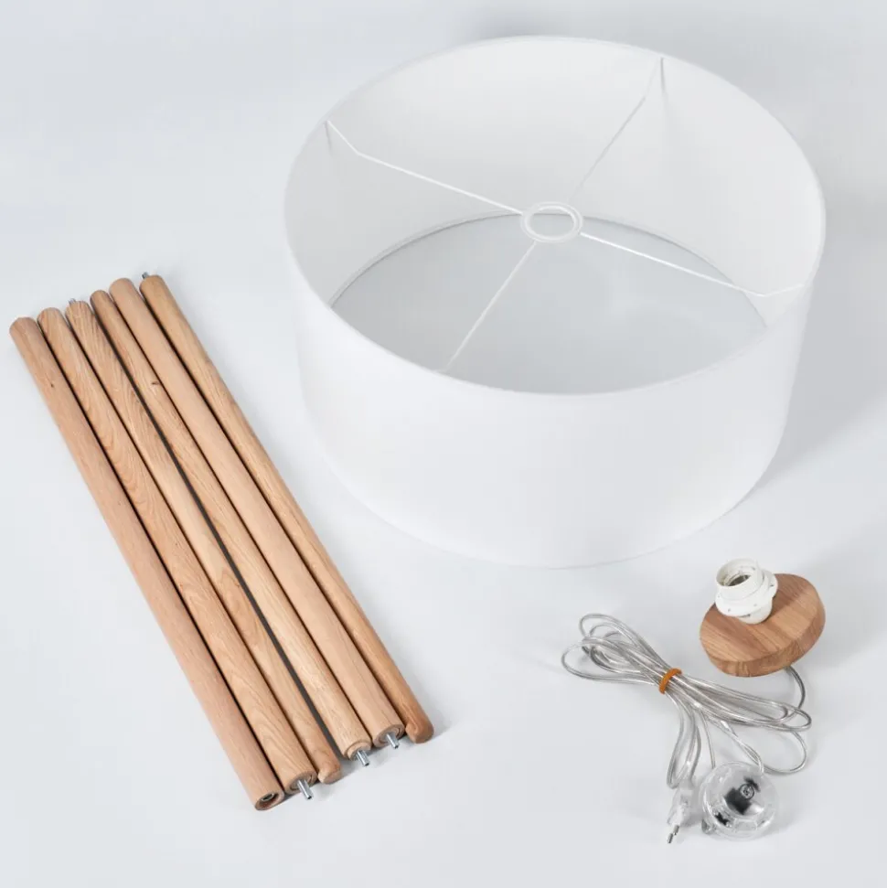 Lampadaire Saladillo Bois Fonce, Blanc, 1 Lumiere