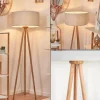 Lampadaire Saladillo Bois Fonce, Blanc, 1 Lumiere