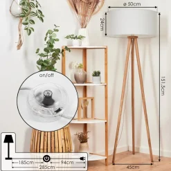 Lampadaire Saladillo Bois Fonce, Blanc, 1 Lumiere