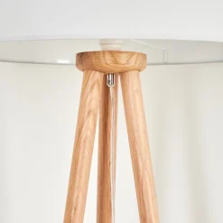 Lampadaire Saladillo Bois Fonce, Blanc, 1 Lumiere