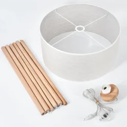 Lampadaire Saladillo Bois Fonce, Blanc, 1 Lumiere