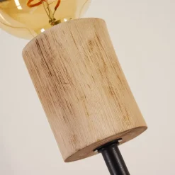 Lampadaire Salla Bois Fonce, Noir, 5 Lumieres