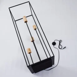 Lampadaire Salla Bois Fonce, Noir, 5 Lumieres