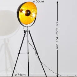 Lampadaire Saturn Chrome, Noir, 1 Lumiere