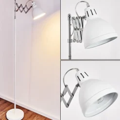 Lampadaire Saxon Chrome, Blanc, 1 Lumiere