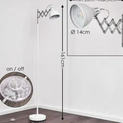 Lampadaire Saxon Chrome, Blanc, 1 Lumiere