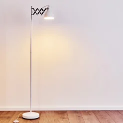 Lampadaire Saxon Chrome, Blanc, 1 Lumiere