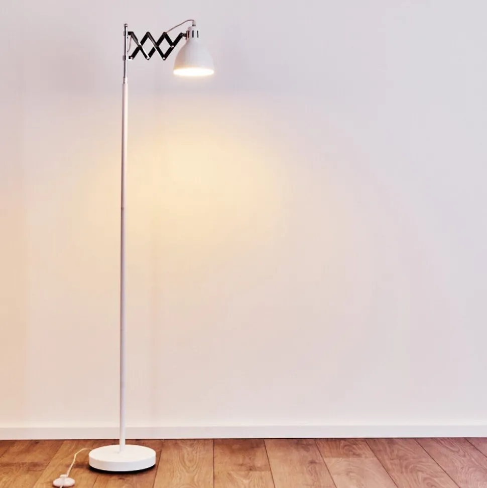 Lampadaire Saxon Chrome, Blanc, 1 Lumiere