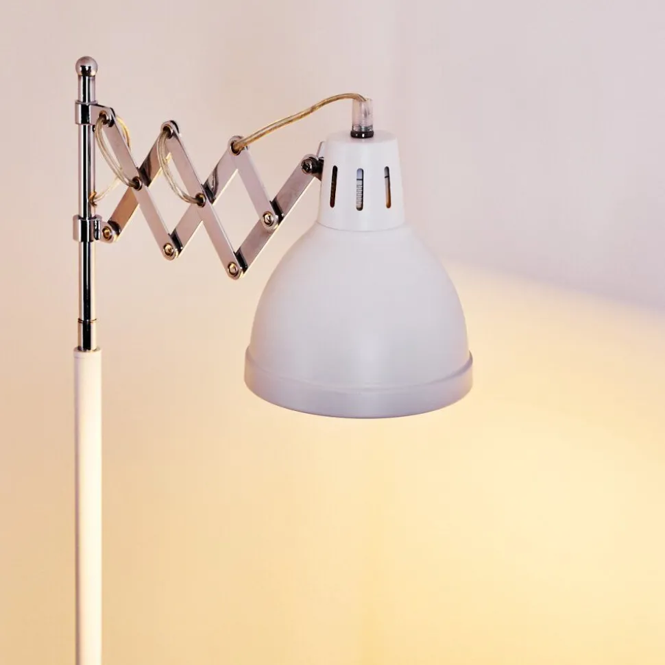 Lampadaire Saxon Chrome, Blanc, 1 Lumiere