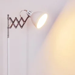 Lampadaire Saxon Chrome, Blanc, 1 Lumiere