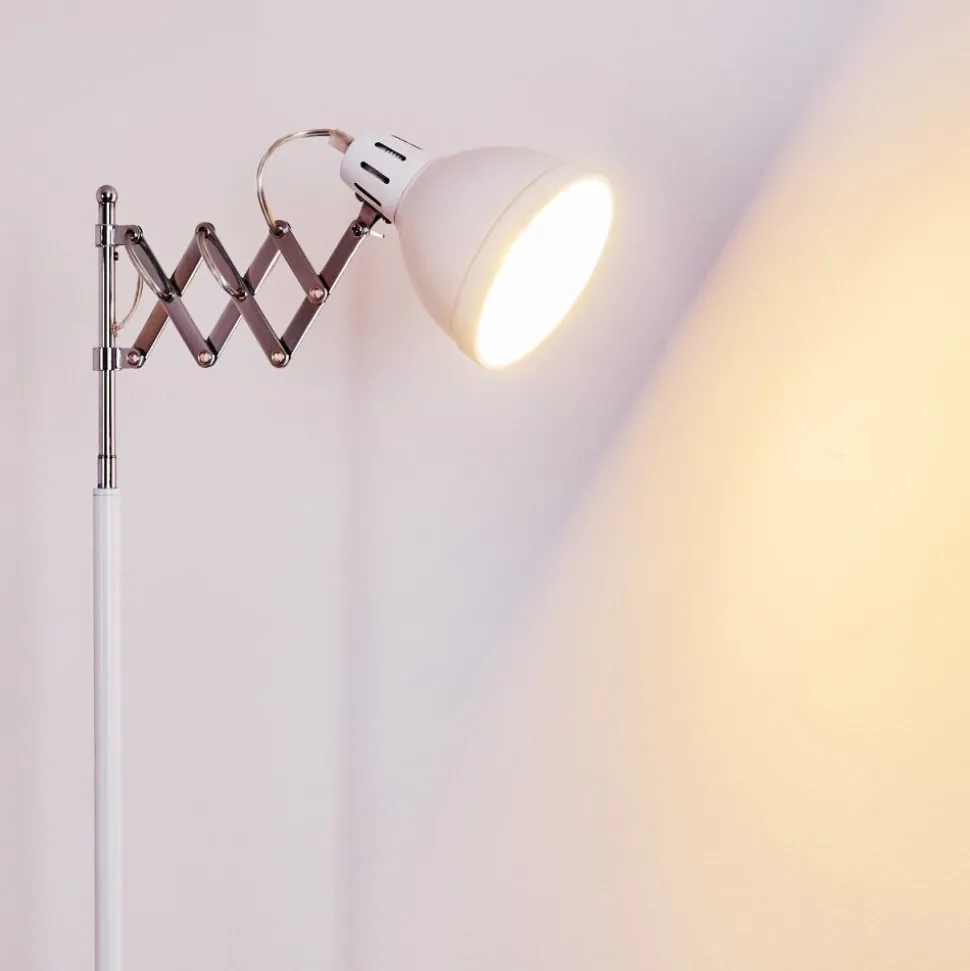Lampadaire Saxon Chrome, Blanc, 1 Lumiere
