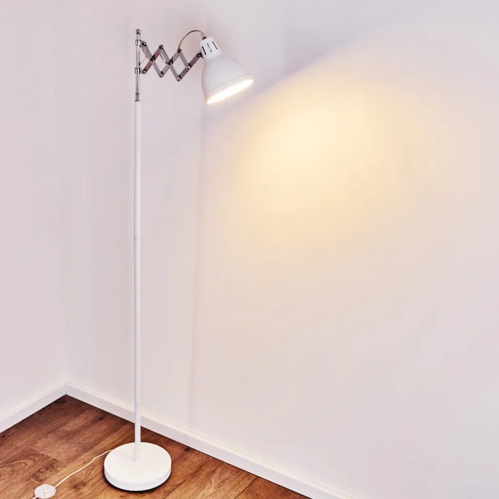 Lampadaire Saxon Chrome, Blanc, 1 Lumiere