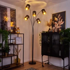 Lampadaire Tallaboa Noir, 5 Lumieres