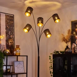 Lampadaire Tallaboa Noir, 5 Lumieres