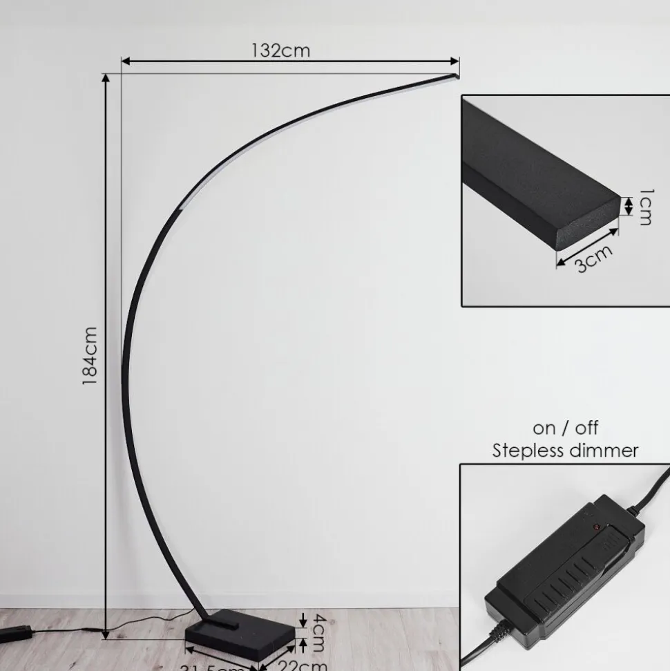 Lampadaire Tobillos Led Noir, 1 Lumiere