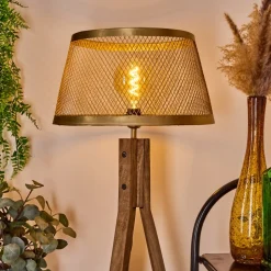 Lampadaire Tomaca Laiton, Ecru, 1 Lumiere