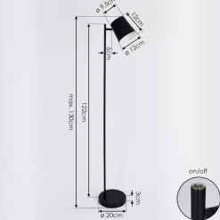 Lampadaire Tontolos Led Noir, 1 Lumiere
