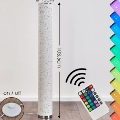 Lampadaire Tumba Led Blanc, 1 Lumiere, Telecommandes, Changeur De Couleurs