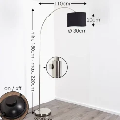 Lampadaire Wiby Nickel Mat, 1 Lumiere