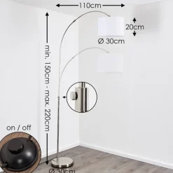 Lampadaire Wiby Nickel Mat, 1 Lumiere