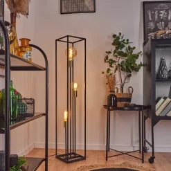 Lampadaire Woden Laiton, Noir, 3 Lumieres