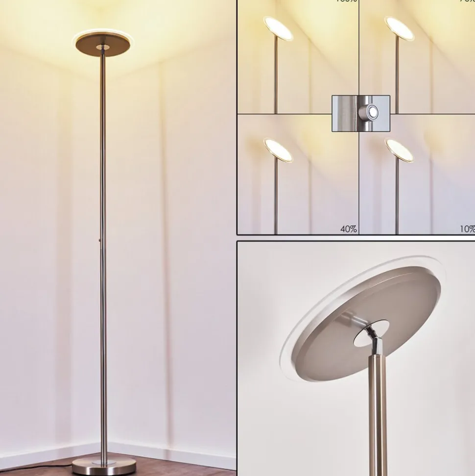 Lampadaire Wonsbek Led Nickel Mat, 1 Lumiere