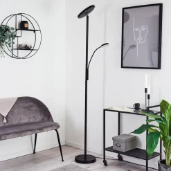 Lampadaire Wonsbek Led Noir, 2 Lumieres