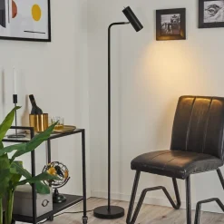 Lampadaire Zuoz Chrome, Noir, 1 Lumiere