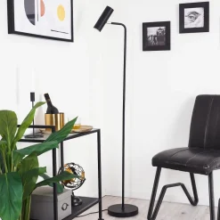 Lampadaire Zuoz Chrome, Noir, 1 Lumiere