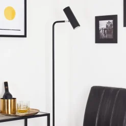 Lampadaire Zuoz Chrome, Noir, 1 Lumiere
