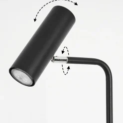 Lampadaire Zuoz Chrome, Noir, 1 Lumiere