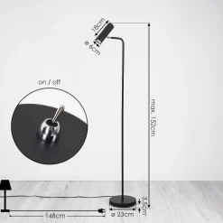 Lampadaire Zuoz Chrome, Noir, 1 Lumiere