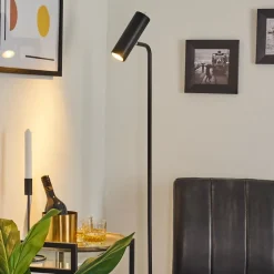 Lampadaire Zuoz Chrome, Noir, 1 Lumiere