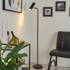Lampadaire Zuoz Chrome, Noir, 1 Lumiere