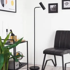 Lampadaire Zuoz Chrome, Noir, 1 Lumiere