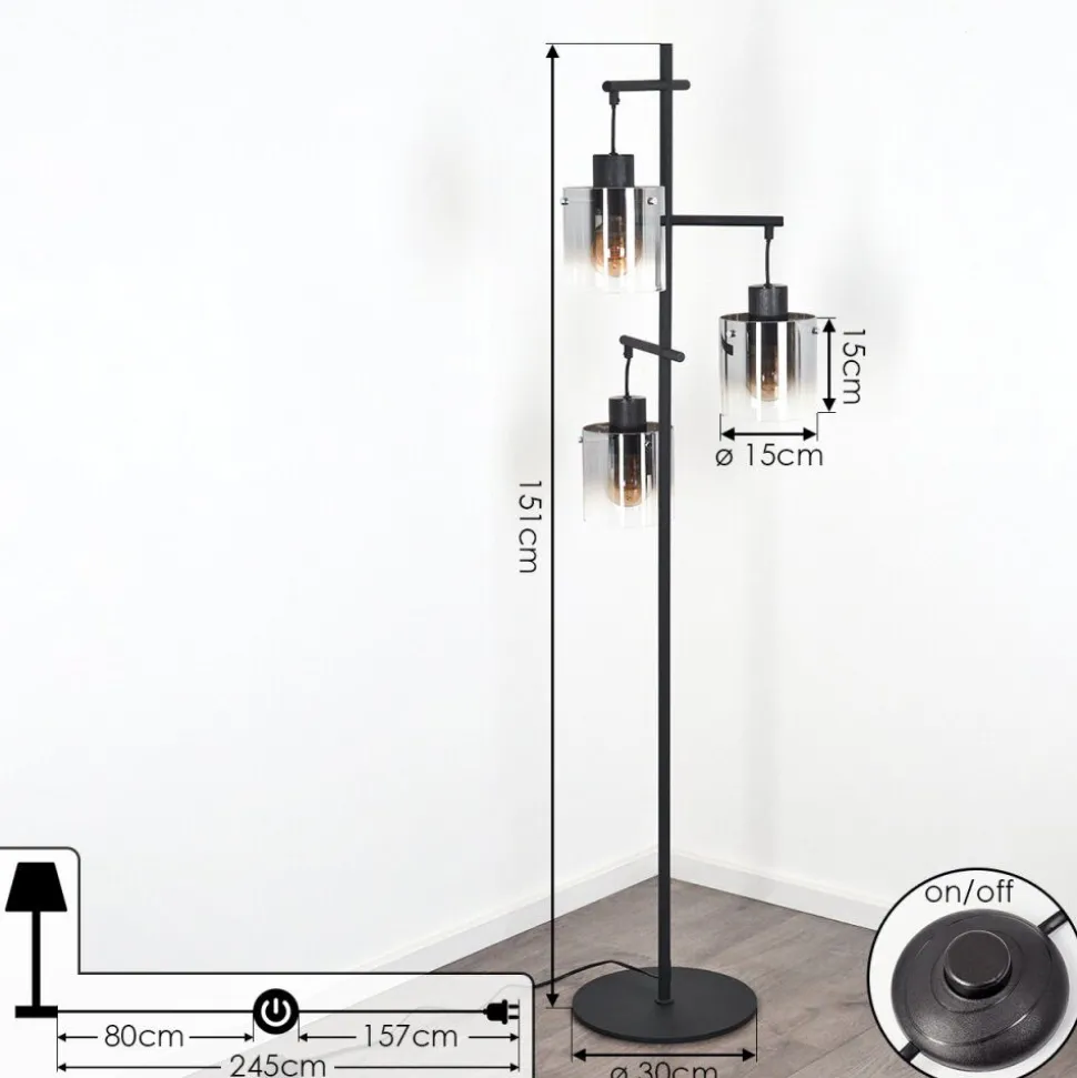 Lampadairegafa Noir, 3 Lumieres