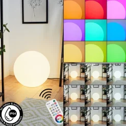 Lampadaireloural Led Nickel Mat, 1 Lumiere, Telecommandes, Changeur De Couleurs
