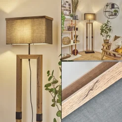 Lampadairelure Brun, Couleur Bois, Noir, 1 Lumiere