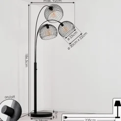 Lampadairemossay Noir, 3 Lumieres