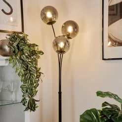 Lampadairesalamonde Noir, 3 Lumieres